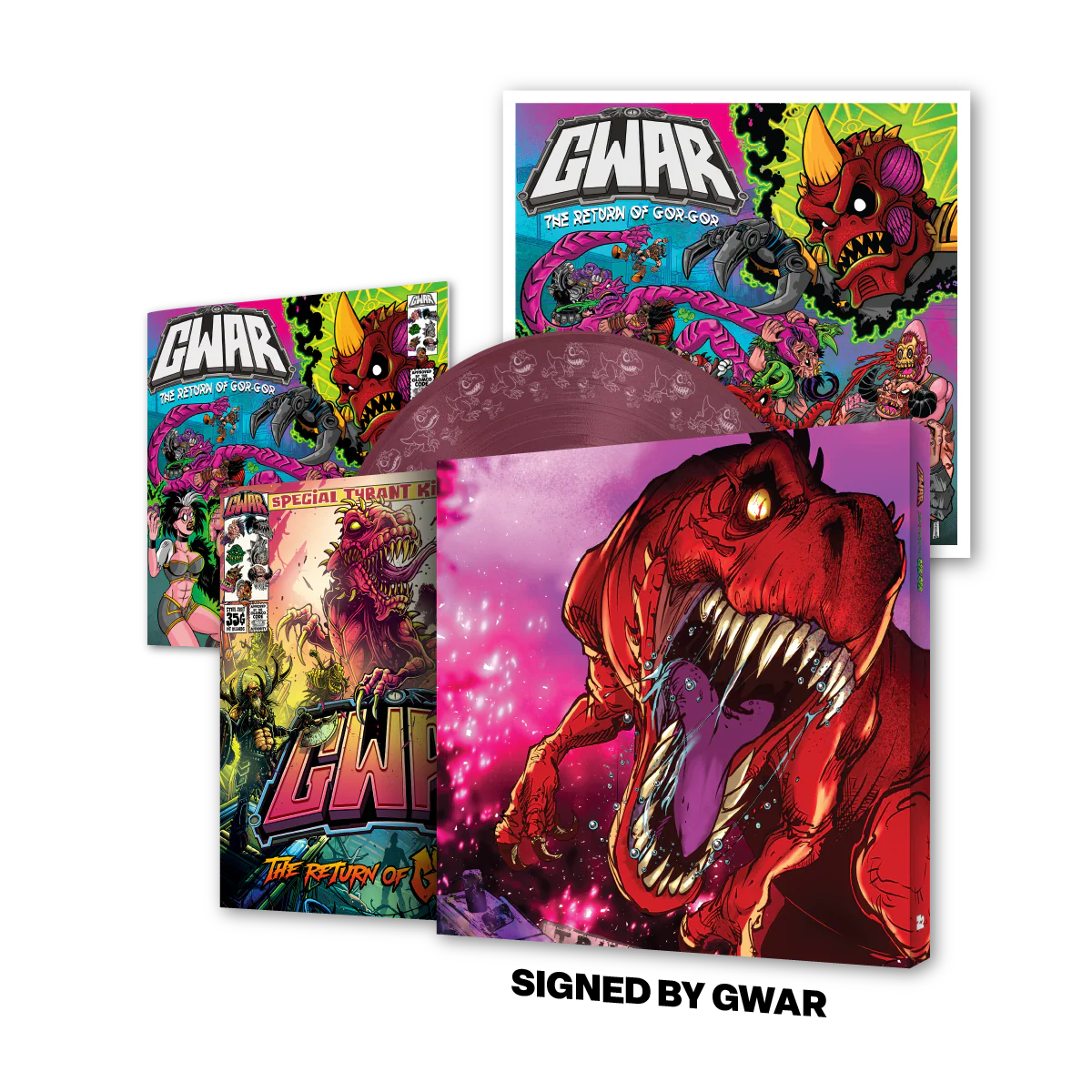 GWAR: 'The Return of Gor Gor' Signed Platinum Edition Comic Book + Vinyl LP (Limited Edition Fruit Punch)